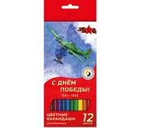 Набор цветных карандашей Воскресенская карандашная фабрика Самолет Ил-2 заточенные 8 шт х 12 цветов 519676