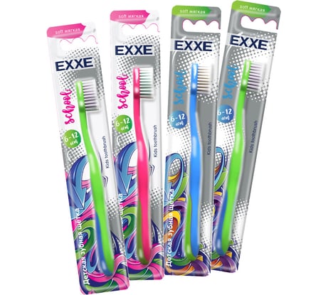 Зубная щетка EXXE School детская, 6-12 лет, мягкая 219601