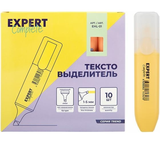 Текстовыделитель Expert Complete пастельные цвета 1-5 мм скошенное 01 желтый уп. 10шт. 629027