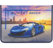 Папка для труда ЮНЛАНДИЯ Sunset racer А4, цветная печать, откидная планка 228266