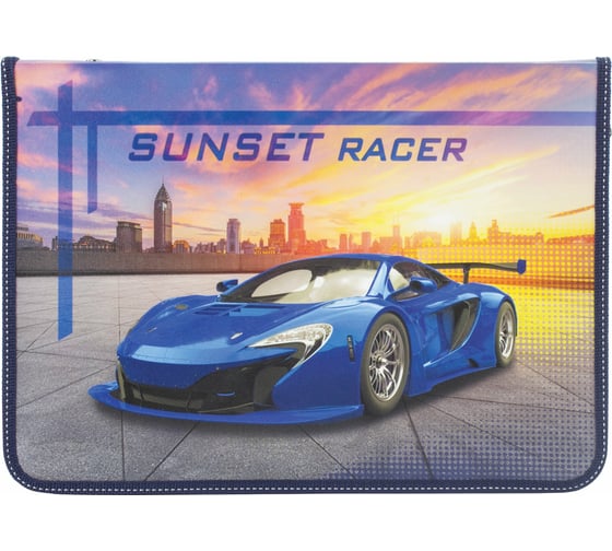Папка для труда ЮНЛАНДИЯ Sunset racer А4, цветная печать, откидная планка 228266 1