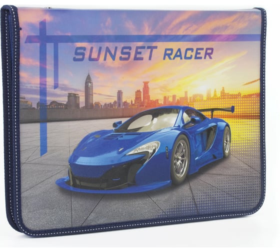 Папка для труда ЮНЛАНДИЯ Sunset racer А4, цветная печать, откидная планка 228266
