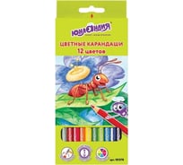 Цветные карандаши ЮНЛАНДИЯ В ГОСТЯХ У БУКАШЕК, 12 цветов, заточенные 181378