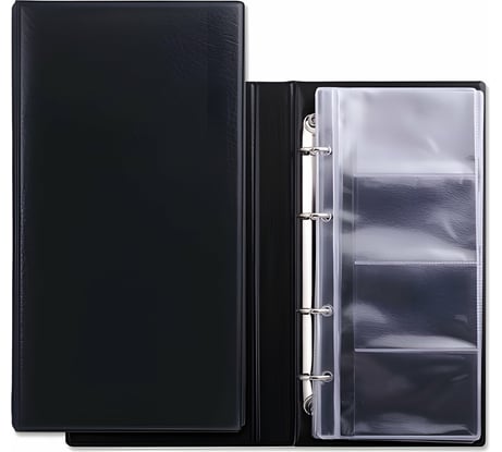 Четырехрядная визитница BRAUBERG на 4-х кольцах, на 160 визиток, черная 231825