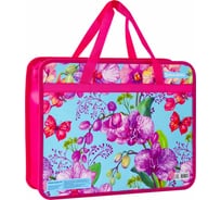 Папка BRAUBERG Орхидея на молнии А4, 1 отделение, молния сверху 75 мм 228162