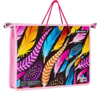 Папка BRAUBERG Перья на молнии А4, 1 отделение, молния сверху 55 мм 228155