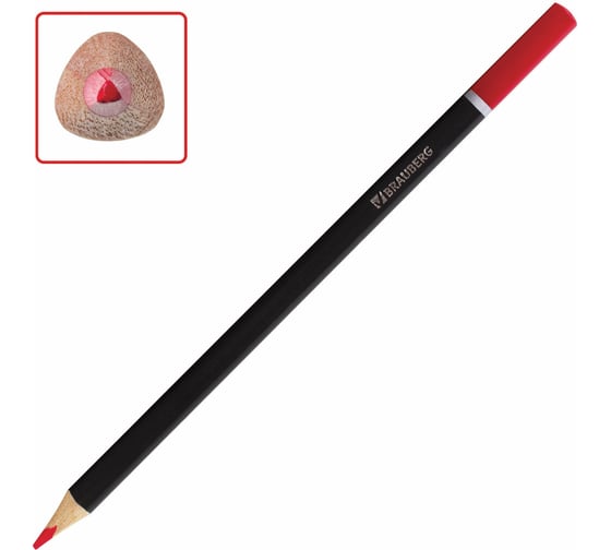 Цветные карандаши BRAUBERG Artist line 12 цветов, трехгранные, черный 180596