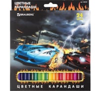 Цветные карандаши BRAUBERG 24 цвета, заточенные, картонная упаковка с отделкой выборочным лаком 180559