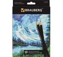 Цветные карандаши BRAUBERG Artist line 18 цветов, черный заточенные 180554