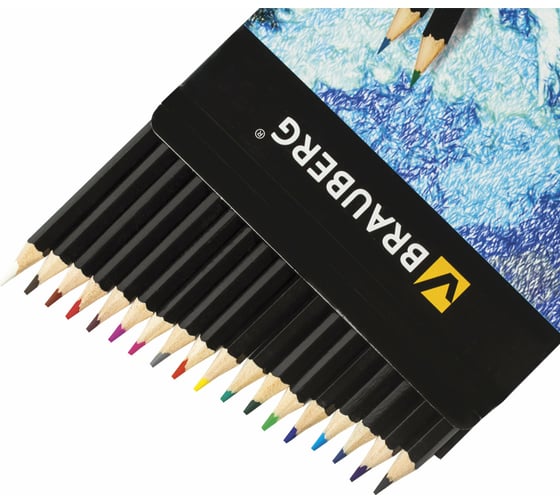 Цветные карандаши BRAUBERG Artist line 18 цветов, черный заточенные 180554