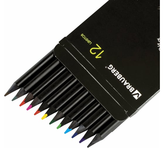 Цветные карандаши BRAUBERG Black Jack, 12 цветов, трехгранные, заточенные, картонная упаковка 180834