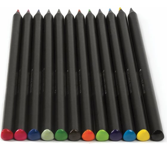 Цветные карандаши BRAUBERG Black Jack, 12 цветов, трехгранные, заточенные, картонная упаковка 180834