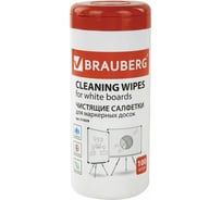 Чистящие влажные салфетки для маркерных досок BRAUBERG в тубе 100 шт 513029