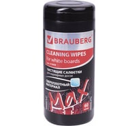 Чистящие влажные салфетки для маркерных досок BRAUBERG TURBO MAX плотные, туба 60 шт 513030