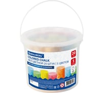 Цветной мел для рисования на асфальте BRAUBERG набор 20 шт, круглый, ведро 223557