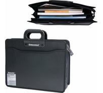 Пластиковый портфель BRAUBERG А4+ 390x320x120 мм, 4 отделения, с окантовкой, фактура под дерево 221391