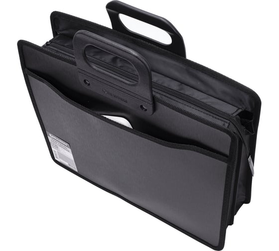 Пластиковый портфель BRAUBERG А4+ 390x320x120 мм, 4 отделения, с окантовкой, фактура под дерево 221391