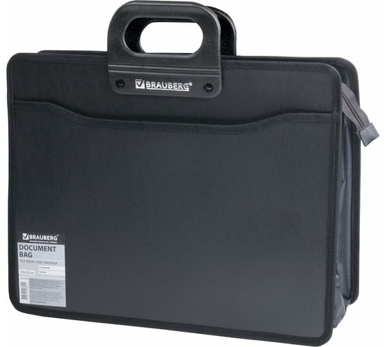 Пластиковый портфель BRAUBERG А4+ 390x320x120 мм, 4 отделения, с окантовкой, фактура под дерево 221391