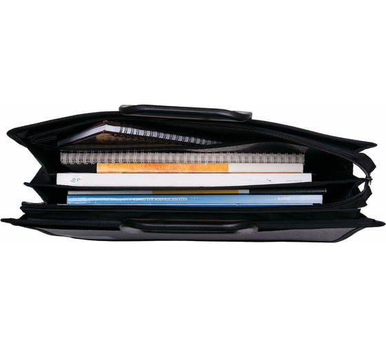 Пластиковый портфель BRAUBERG А4+ 390x320x120 мм, 4 отделения, с окантовкой, фактура под дерево 221391