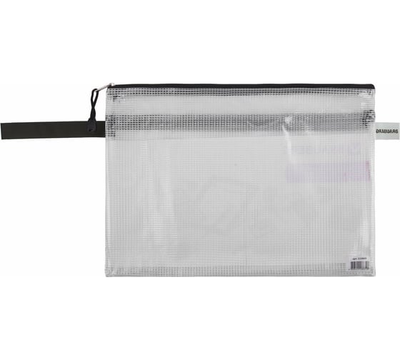 Папка-конверт BRAUBERG Solid на молнии А4 335х243 мм, 2 отделения, ПВХ, прозрачная, 0.3 мм 223889