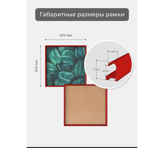 Фоторамка ООО Первое ателье Красная алюминиевая рамка 60x60 см Niel-2rg-60х60