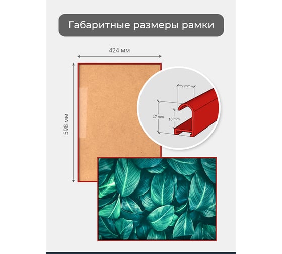 Фоторамка ООО Первое ателье Красная алюминиевая рамка А2 (420x594 мм) Niel-2rg-42x59