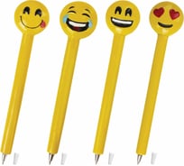 Фигурная ручка BRAUBERG СМАЙЛИКИ МИКС, синяя, 4 дизайна письма 0.5 мм, дисплей 142771