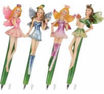 Фигурная ручка BRAUBERG ФЕИ, 4 дизайна синяя, письма 0.5 мм, дисплей 142766