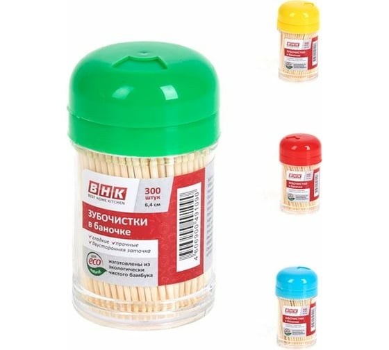 Набор зубочисток Best Home Kitchen 4 банки по 300 шт 4950002-Н4