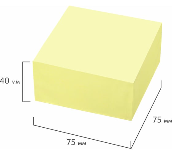 Самоклеящийся блок BRAUBERG EXTRA STICKY стикеры, пастельный, 75x75 мм, 400 листов, желтый 112439