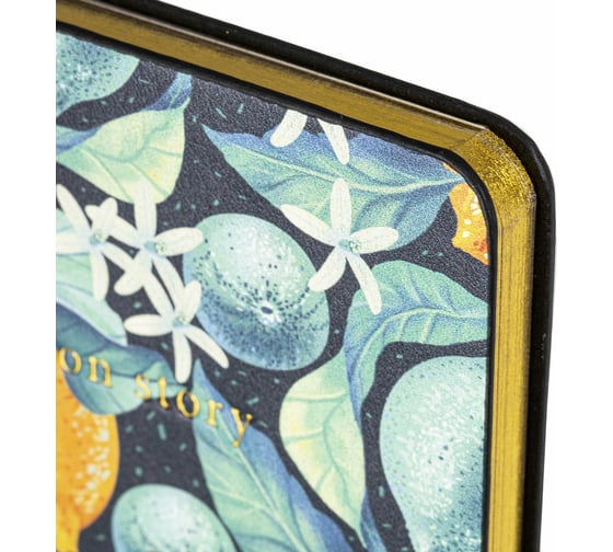 Блокнот BRAUBERG VISTA Lemon Story малый формат 100x150 мм А6, под кожу гибкий, срез фольга 80 листов 112096