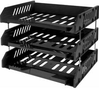 Горизонтальные лотки для бумаг BRAUBERG FILE комплект 3 шт, 335x232x246 мм, черный 238107