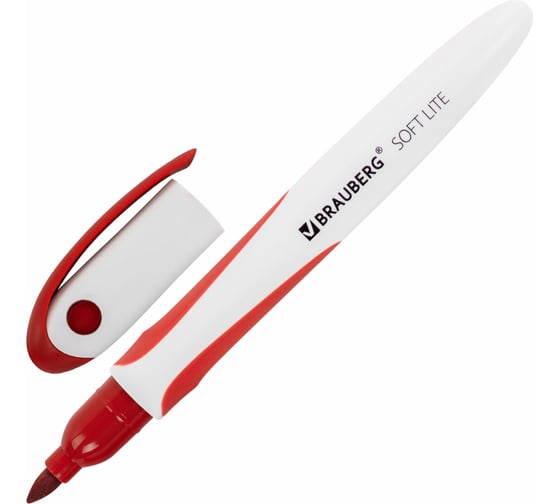 Стираемые маркеры для белой доски BRAUBERG SOFT LITE набор 4 цвета, 3 мм, резиновая вставка 152107