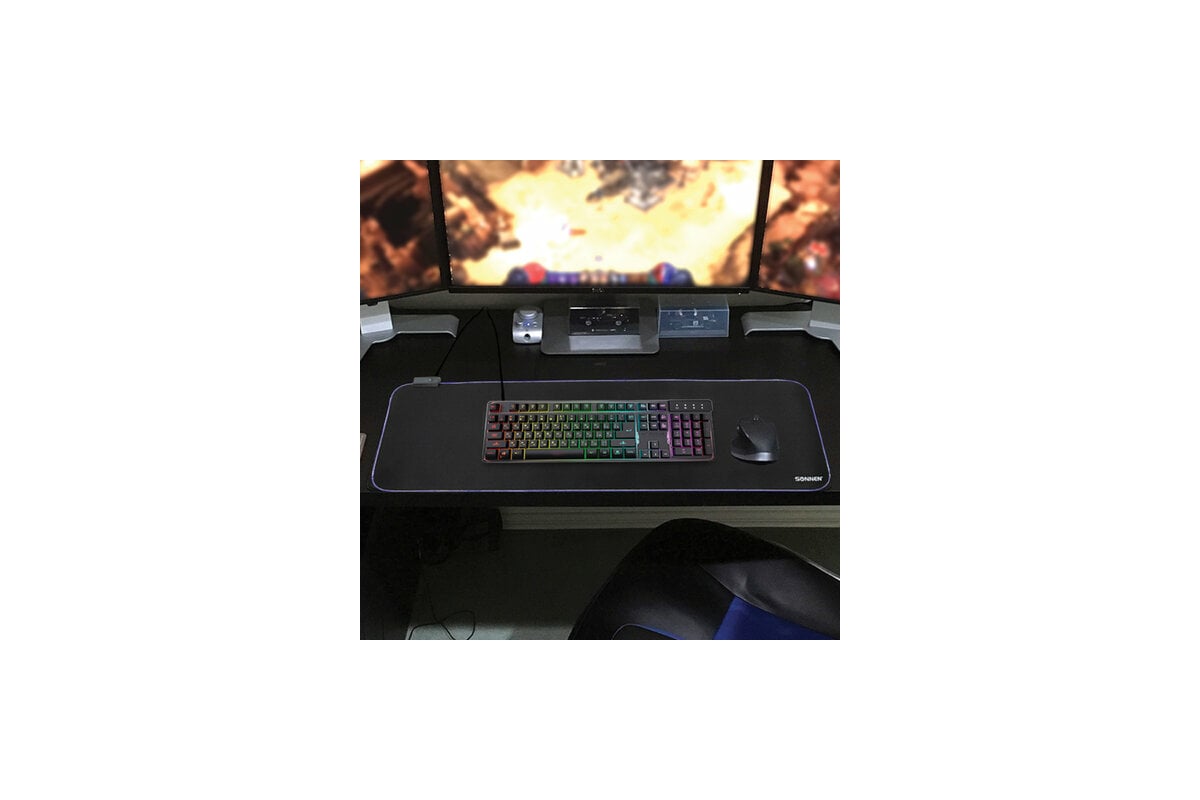 Игровой коврик для мыши и клавиатуры SONNEN CHAMELEON с подсветкой RGB,  800x300x4 мм 513614 - выгодная цена, отзывы, характеристики, фото - купить  в Москве и РФ