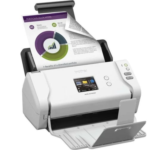 Сканер Brother ADS-2700W цвет 35 стр/мин, 70 изображений/мин, 1200 x 1200 т/д ADS2700WTC1