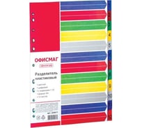 Пластиковый разделитель ОФИСМАГ А4, 12 листов, цифровой 1-12, оглавление, цветной 225617