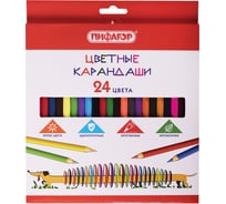 Цветные карандаши ПИФАГОР Веселая такса, 24 цвета, классические, заточенные 181808