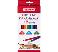 Цветные карандаши ПИФАГОР Веселая такса, 12 цветов, классические, заточенные 181806