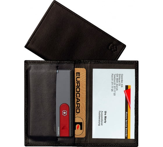 Кожаный чехол для SwissCard Victorinox толщина 2 уровня, черный 4.0873.L