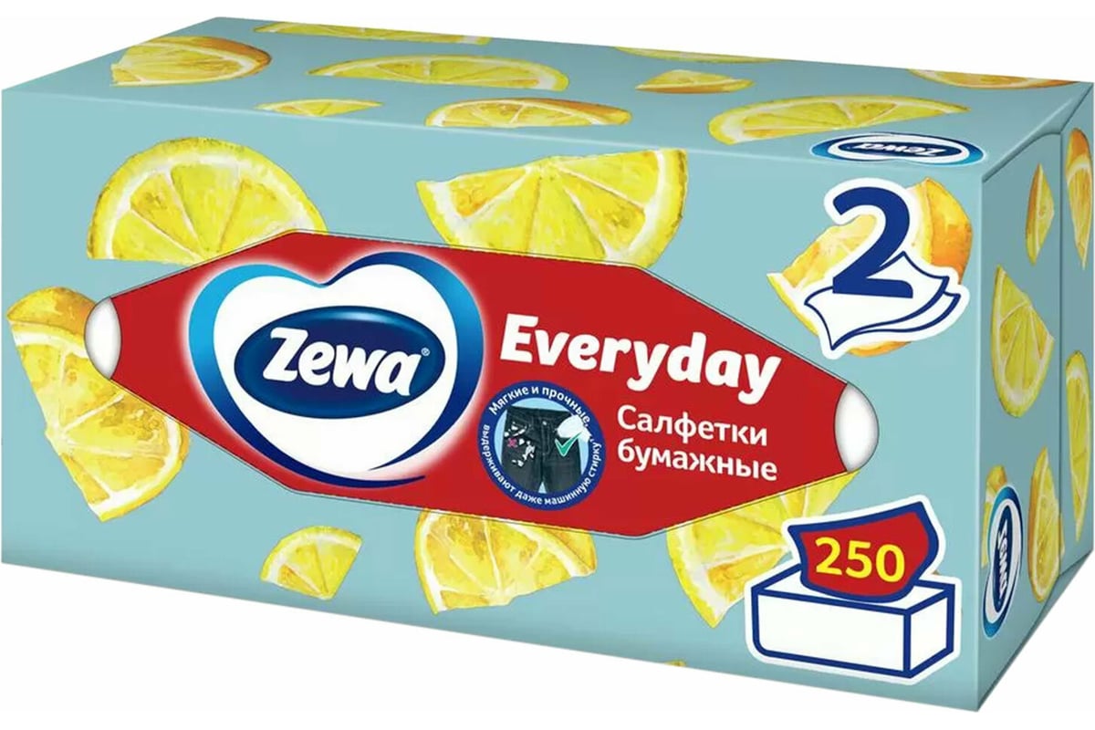 Косметические салфетки ZEWA Everyday 2-слойные в картонном коробе, 250 ...