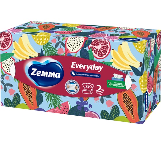 Косметические салфетки ZEWA Everyday 2-слойные в картонном коробе, 250 шт 8679 114755
