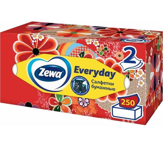 Косметические салфетки ZEWA Everyday 2-слойные в картонном коробе, 250 шт 8679 114755