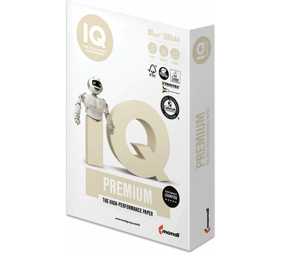Офисная бумага IQ Premium А4, 80 г/м2, 500 листов, марка А+, 170 CIE 110744 1
