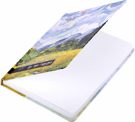 Скетчбук BRAUBERG Art Classic Ван Гог белая бумага, 160 г/м2, 145x203 мм, 64 л, резинка, твердый 114590