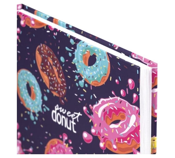 Блокнот BRAUBERG Kids Donuts А5, 134x206 мм, 80 л, твёрдый, клетка, выборочный лак 114425
