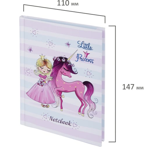 Блокнот BRAUBERG Kids Queen малый формат, 103x146 мм, А6, 80 л, твёрдый, клетка, выборочный лак 114450