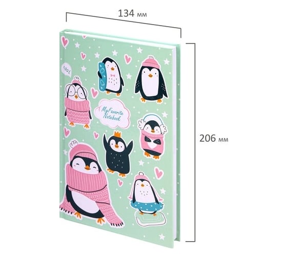 Блокнот BRAUBERG Kids Пингвинчики А5, 134x206 мм, 80 л, твёрдый, клетка 114420