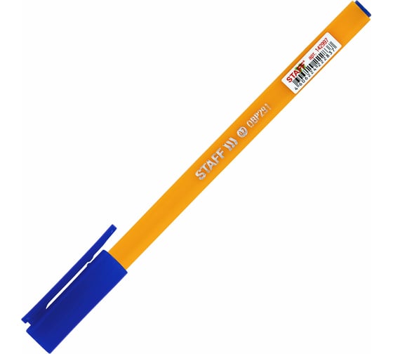 Масляная шариковая ручка STAFF EVERYDAY OBP-291, синяя, трехгранная, корпус оранжевый, линия 0.35 мм 142997 1