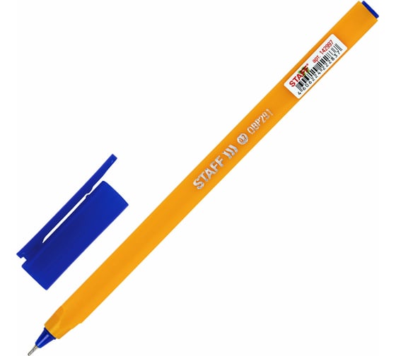 Масляная шариковая ручка STAFF EVERYDAY OBP-291, синяя, трехгранная, корпус оранжевый, линия 0.35 мм 142997