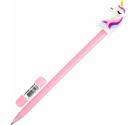 Шариковая ручка ЮНЛАНДИЯ Единорожка с топпером, корпус ассорти, синяя, 0.7 мм 143806